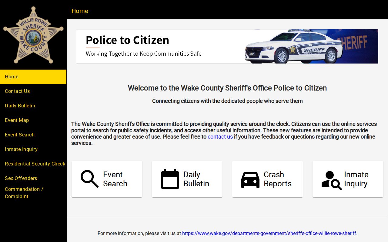 Wake County Sheriff Police-to-Citizen portal