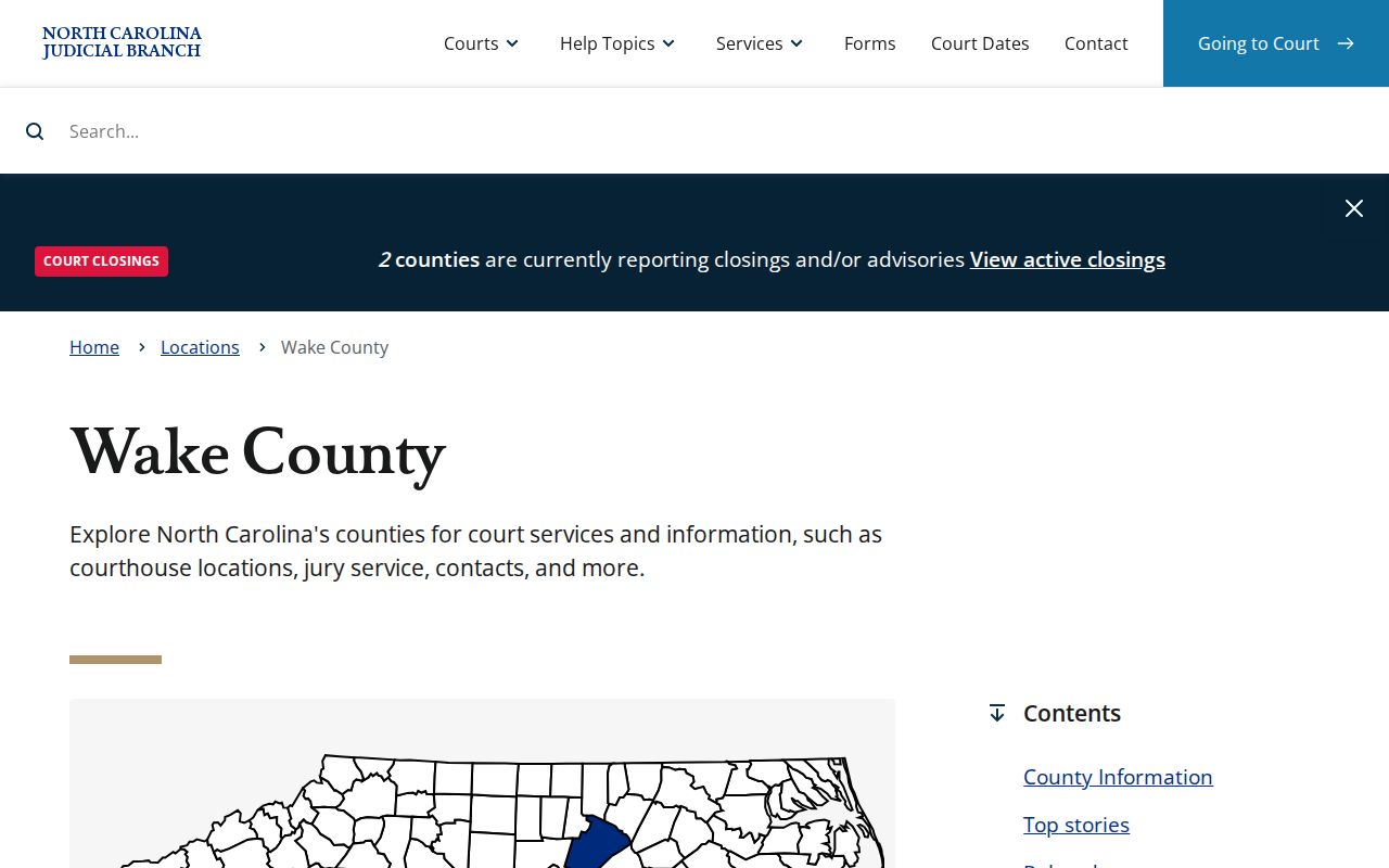 North Carolina Judicial Branch Wake County court information